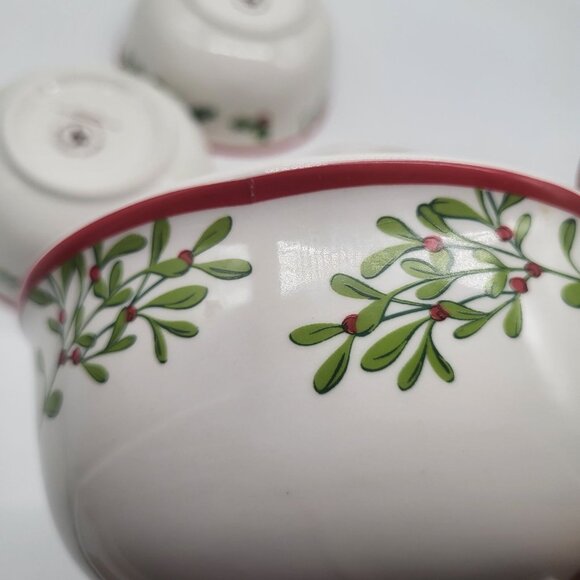 Set of 4 Royal Norfolk Holly Berry Christmas Holiday Cereal Soup Bowls - Picture 9 of 12